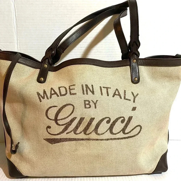 Gucci canvas leather tote with detachable pouch bag - Picture 6 of 15